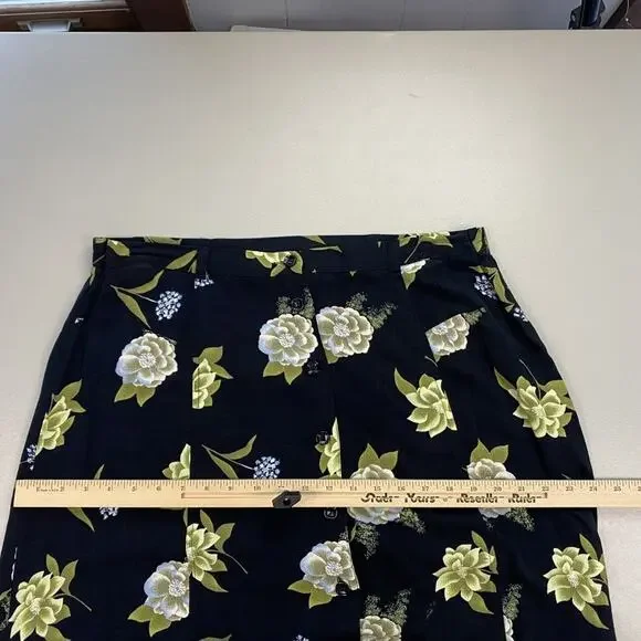 Vtg Sag Harbor Skirt Large Black Green Floral Button Front Midi Fairy Grunge Y2K - Picture 6 of 10